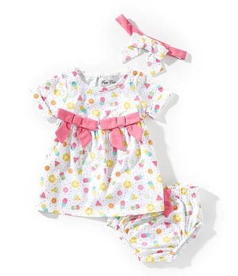 Rare Editions Baby Girls Short-Sleeve Mixed-Media-Printed Fit-And-Flare Dress