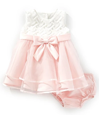 Rare Editions Baby Girls Sleeveless Latticework Smocked-Bodice/Mesh-Skirted Fit & Flare Dress