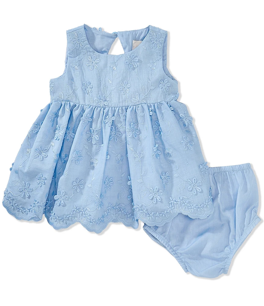 Rare Editions Baby Girls Sleeveless Three-Dimensional Flower-Embroidered Fit & Flare Dress
