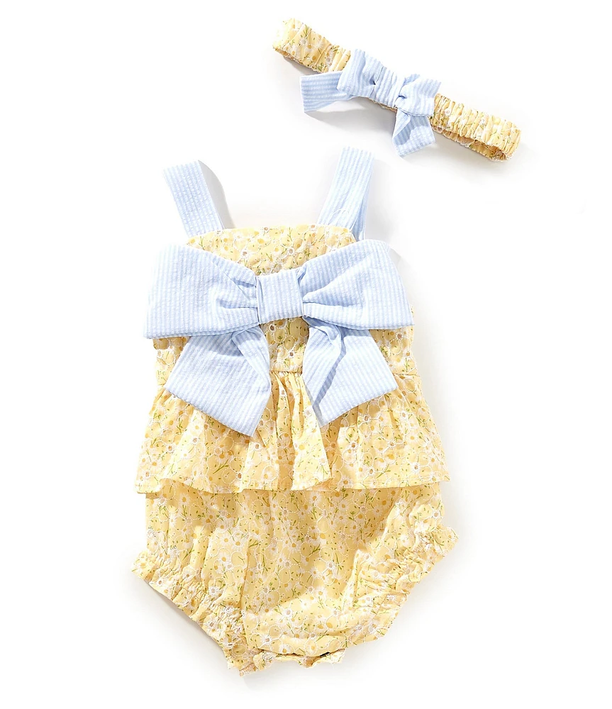 Rare Editions Baby Girls Front Bow Knot Short Set