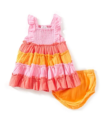 Rare Editions Baby Girls Sleeveless Color Block Fit-And-Flare Dress