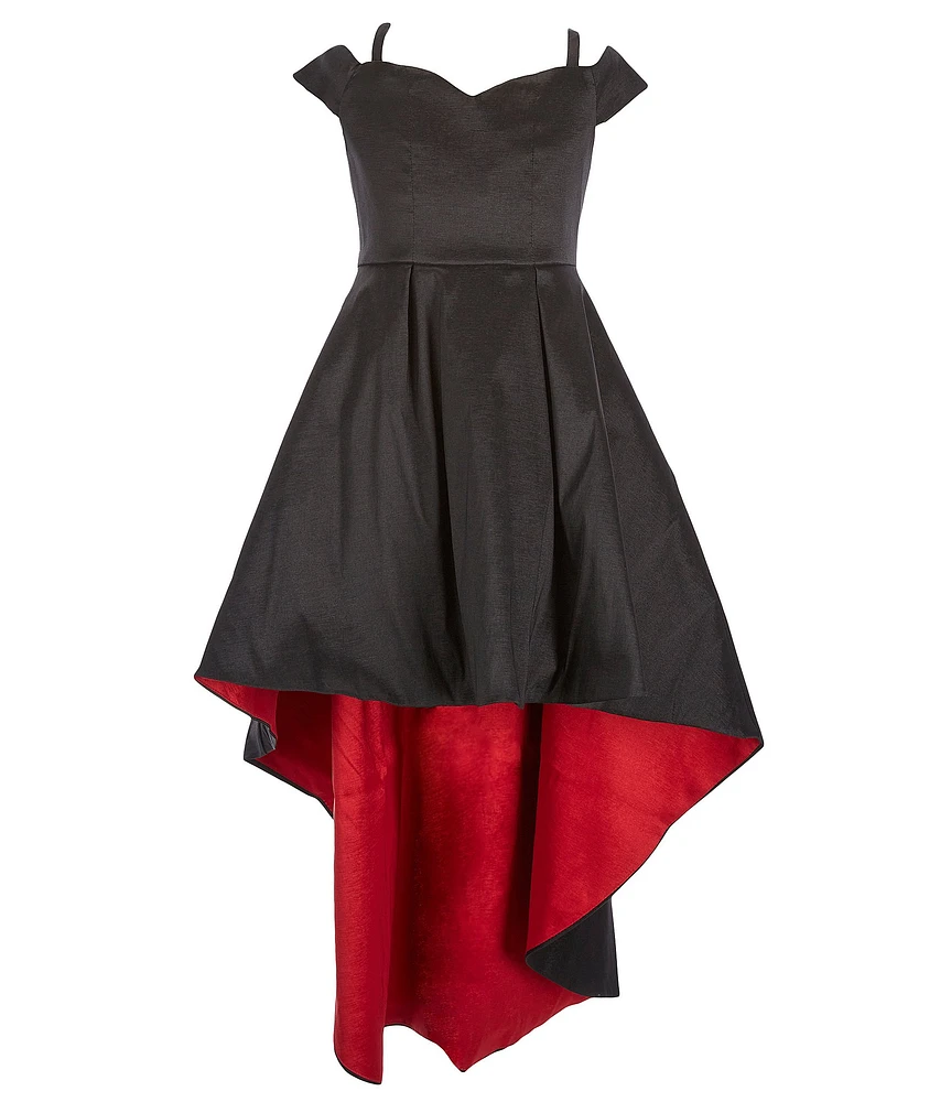 Rare Editions Big Girls Sweetheart Neck Cold Shoulder Taffeta High Low Dress