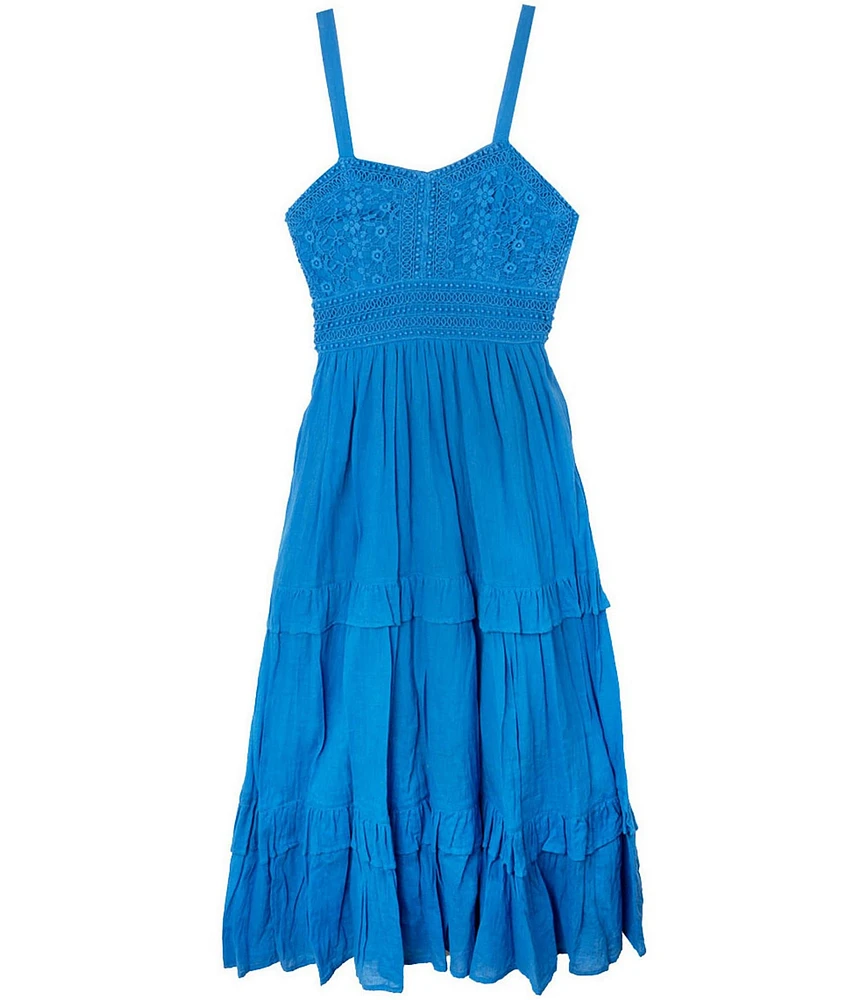 Rare Editions Big Girls Crocheted-Bodice/Ruffle-Tier Long Skirted Dress