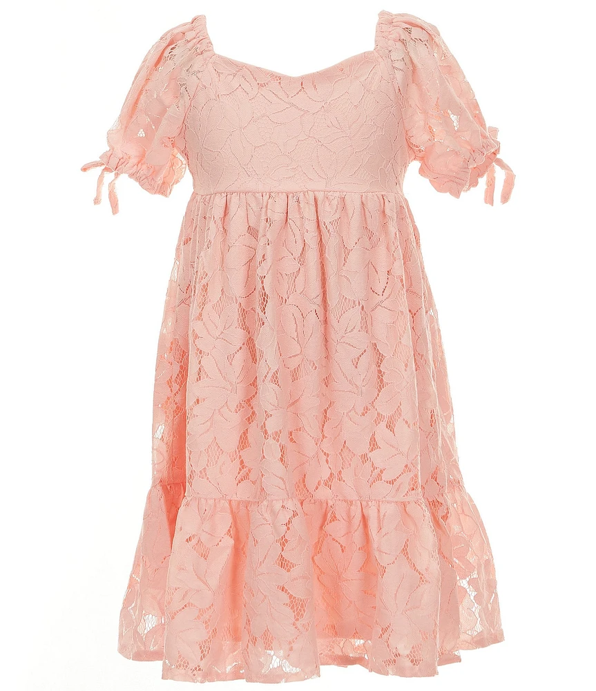 Rare Editions Big Girls Puffed-Sleeve Lace Babydoll Dress