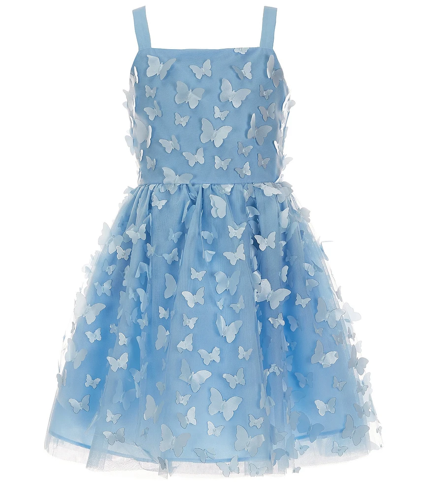 Rare Editions Big Girls Sleeveless Allover Butterfly-Applique Fit-And-Flare Dress
