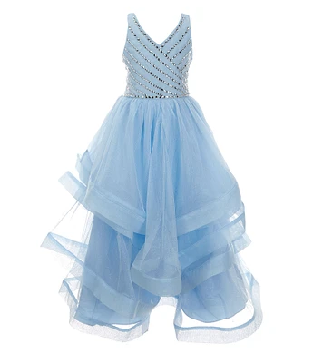 Rare Editions Big Girls Sleeveless Beaded Mesh Ballgown
