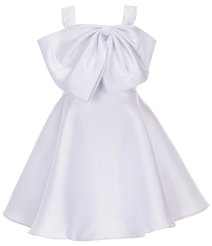 Rare Editions Big Girls Sleeveless Bow-Accented Mikado Fit & Flare Dress
