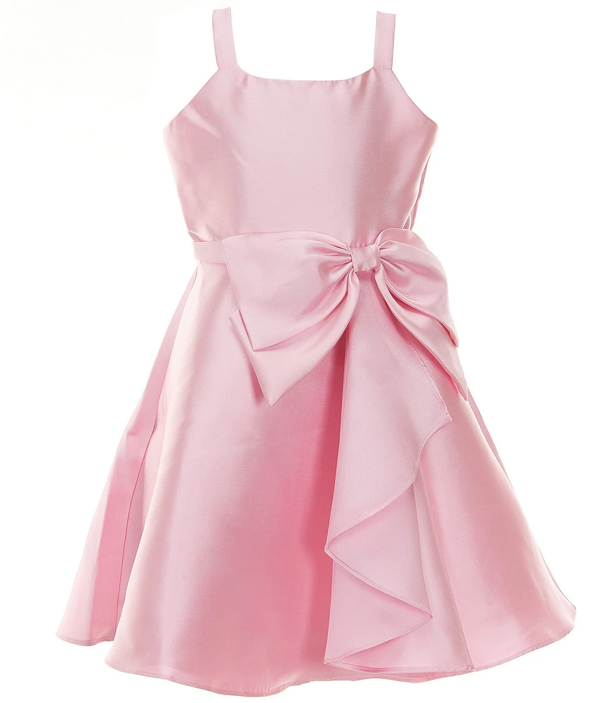 Rare Editions Big Girls Sleeveless Bow-Accented Mikado Fit-And-Flare Dress