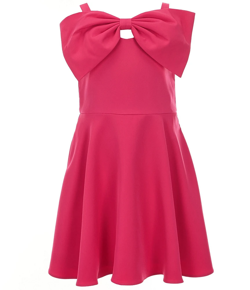 Rare Editions Big Girls Sleeveless Bow-Accented Scuba Fit & Flare Dress