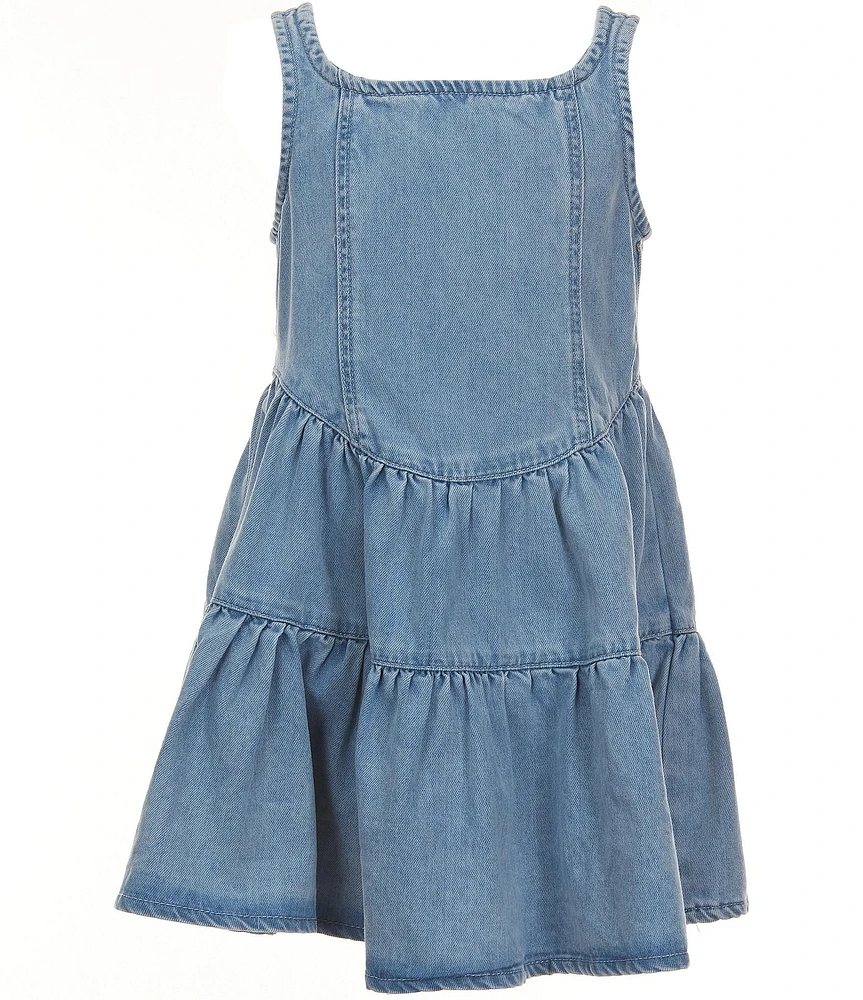 Rare Editions Big Girls Sleeveless Chambray Denim Fit-And-Flare Dress