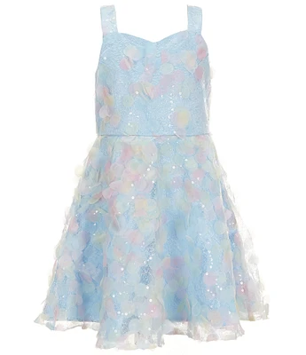 Rare Editions Big Girls Sleeveless Embroidered-Soutache Mesh Fit & Flare Dress