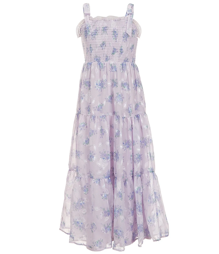 Rare Editions Big Girls Sleeveless Floral-Burnout-Chiffon Long Dress
