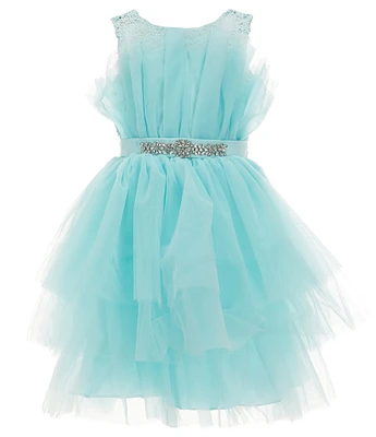 Rare Editions Big Girls Sleeveless Illusion-Bodice/Tiered Skirted Fit & Flare Dress