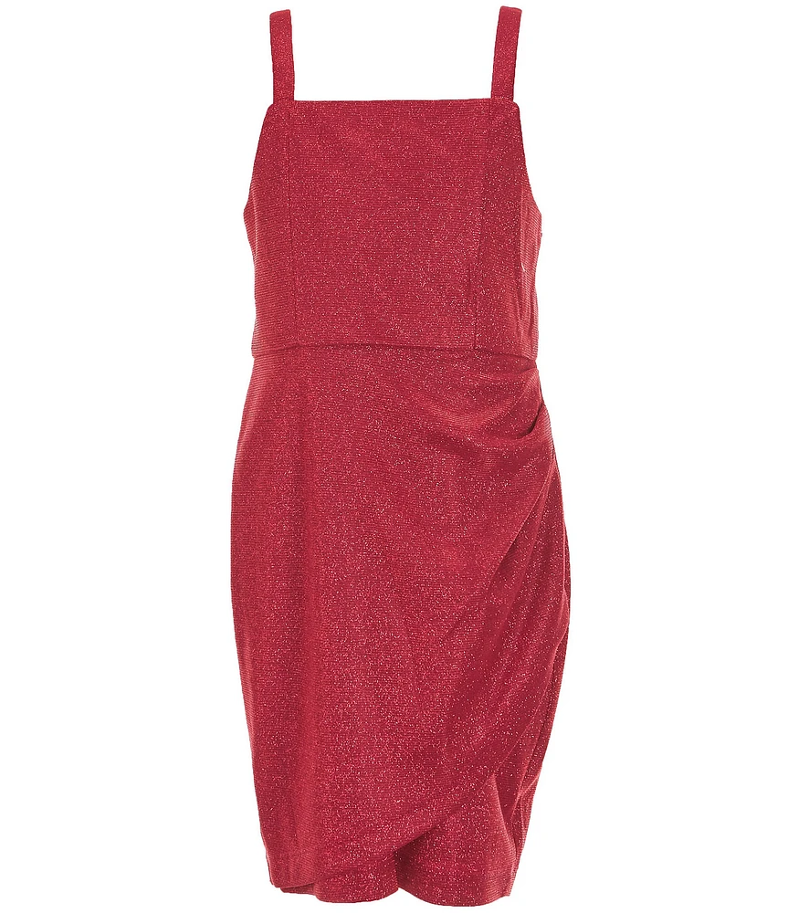 Rare Editions Big Girls Sleeveless Overlapping-Skirted Metallic Dress