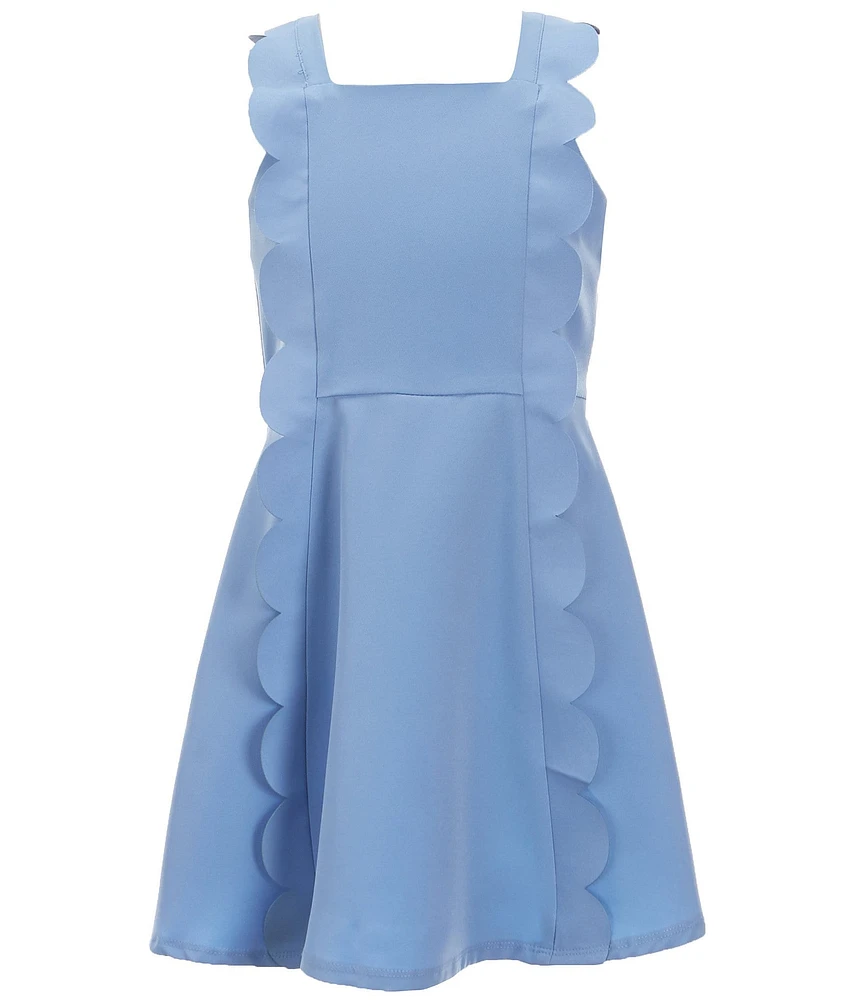 Rare Editions Big Girls Sleeveless Scalloped Scuba-Knit Fit & Flare Dress