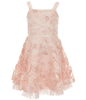 Rare Editions Big Girls Sleeveless Sequin-Embellished Soutache-Embroidered Fit-And-Flare Dress