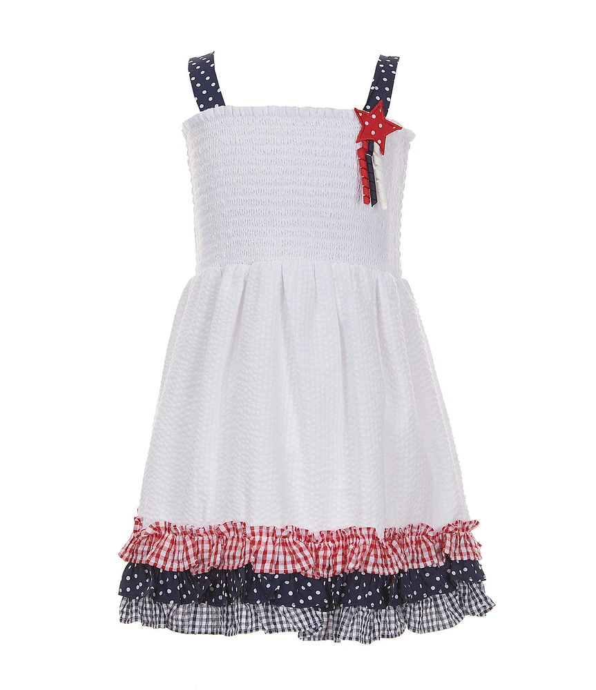 Rare Editions Little Girls Sleeveless Americana Seersucker Fit & Flare Dress
