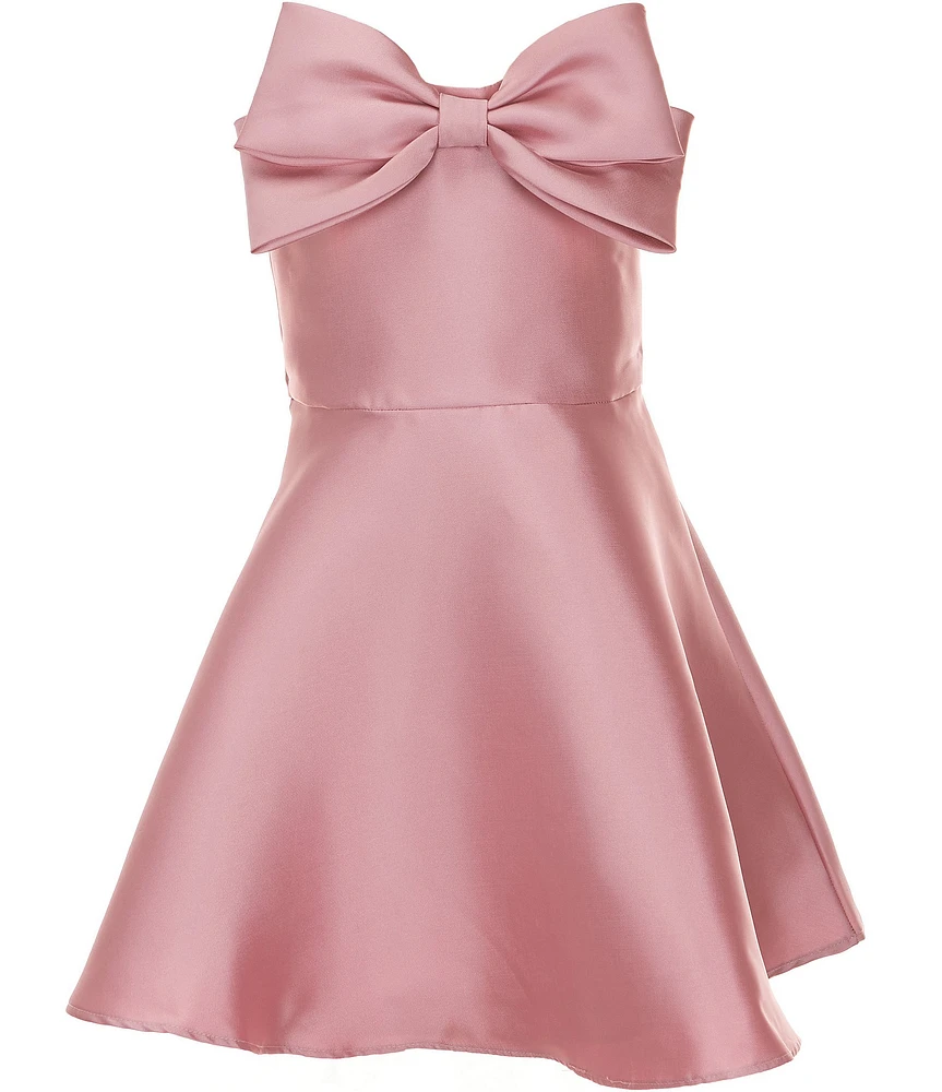 Rare Editions Little Girls Bow-Accented Mikado Fit-And-Flare Dress