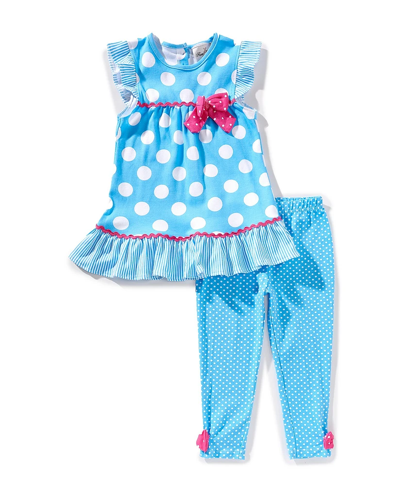 Rare Editions Little Girls Flutter Sleeve Polka Dot Set