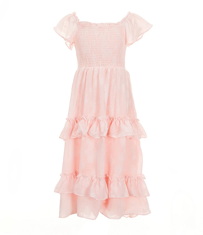 Rare Editions Little Girls Ruffle-Sleeve Floral-Patterned Chiffon Fit & Flare Dress