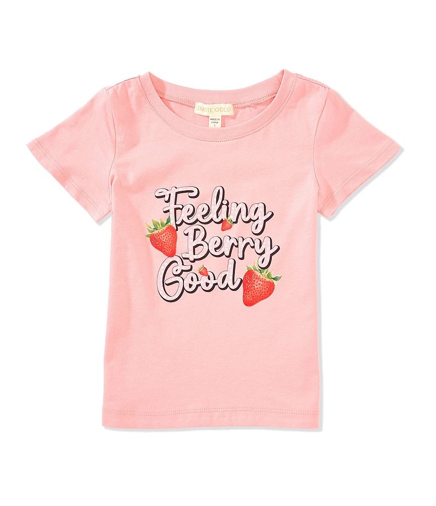 Indie Gold Little Girls Short Sleeve Berry Good Graphic T-Shirt