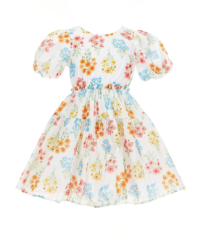 Rare Editions Little Girls Short Sleeve Floral-Printed Fit & Flare Dress