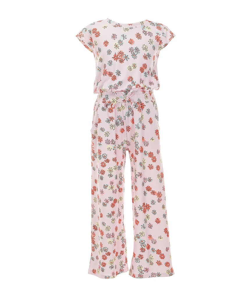 Indie Gold Little Girls Short-Sleeve Floral-Printed Jumpsuit