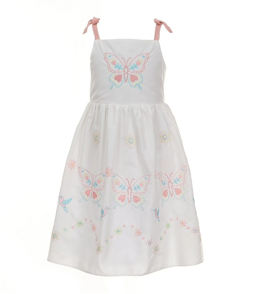 Rare Editions Little Girls Sleeveless Butterfly-Appliqued Bodice/Butterfly Placement-Print Skirted Fit & Flare Dress