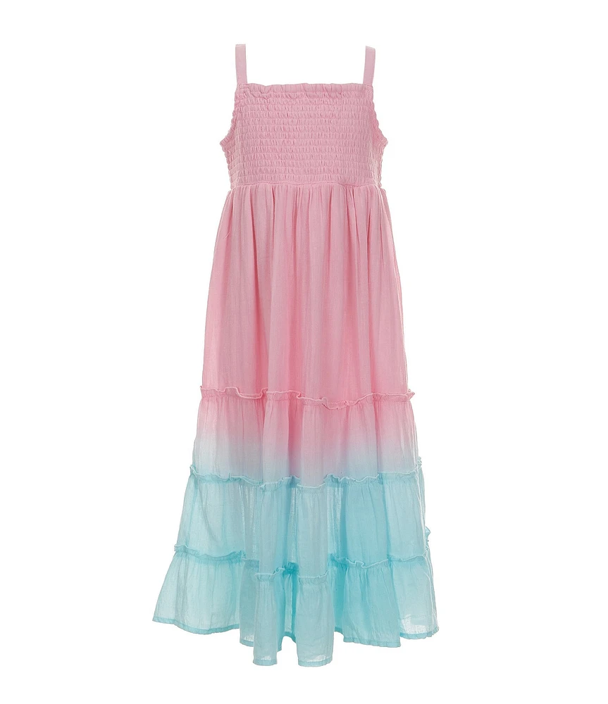 Rare Editions Little Girls Sleeveless Dip-Dye Gauze Maxi Dress