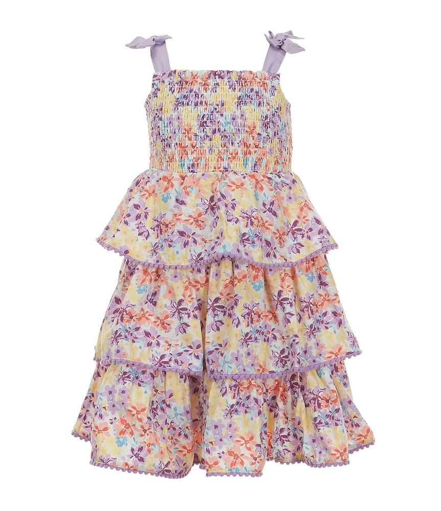 Rare Editions Little Girls Sleeveless Ditsy-Floral-Printed Fit-And-Flare Dress