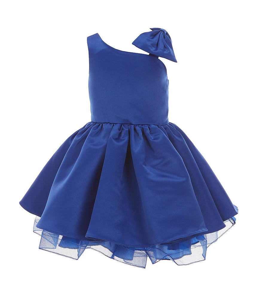 Rare Editions Little Girls Sleeveless One-Shoulder Satin Fit & Flare Dress
