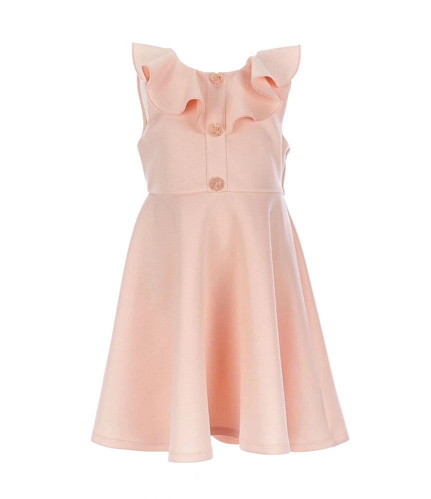 Rare Editions Little Girls Sleeveless Ruffle-Neck Fit-And-Flare Dress
