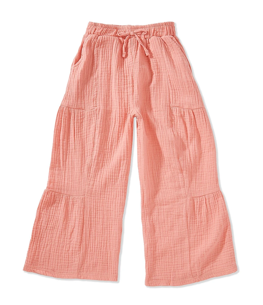 Indie Gold Little Girls Tiered Double-Gauze Pants