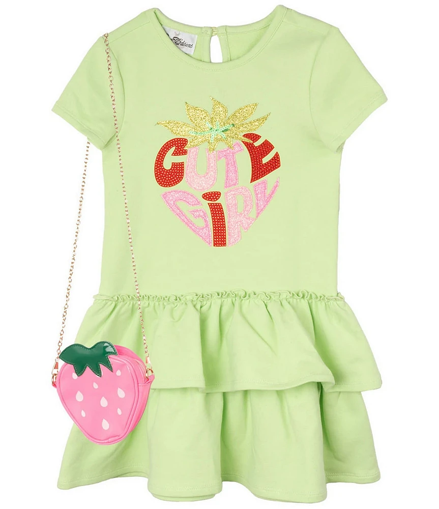 Rare Editions Little Girls #double;Cute Girl#double; Strawberry Tiered Ruffle Hem Dress
