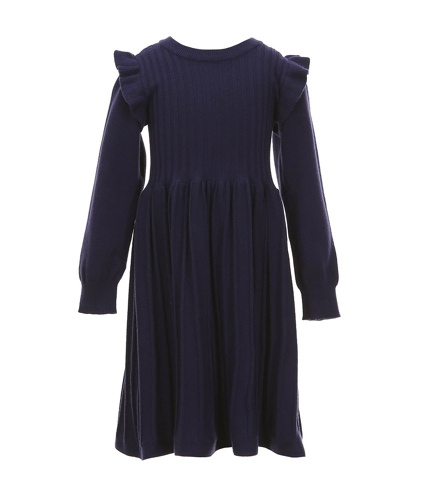 Rare Editions Little Girls Long-Sleeve Rib-Sweater-Knit Fit & Flare Dress