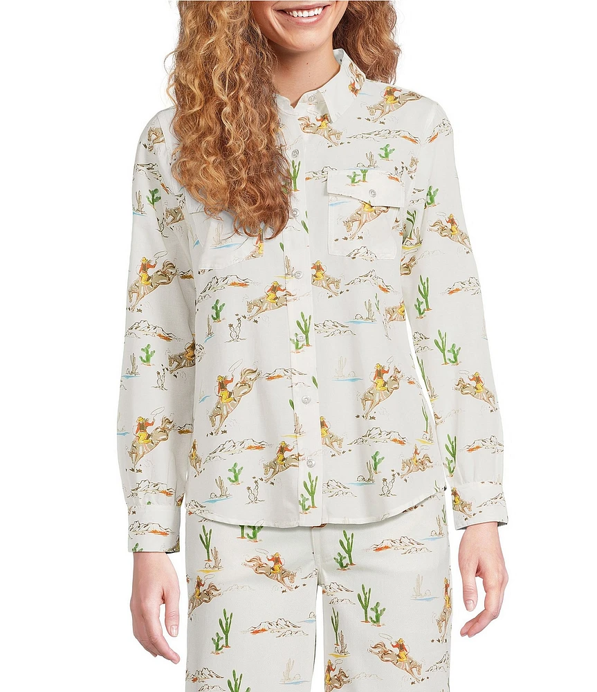 Reba Louise Cowboy Western Button Front Long Sleeve Coordinating Shirt