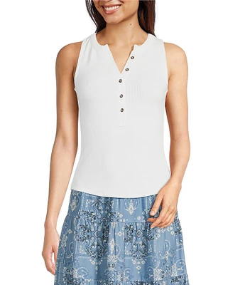 Reba Ribbed Knit Scoop Neck Sleeveless Tank