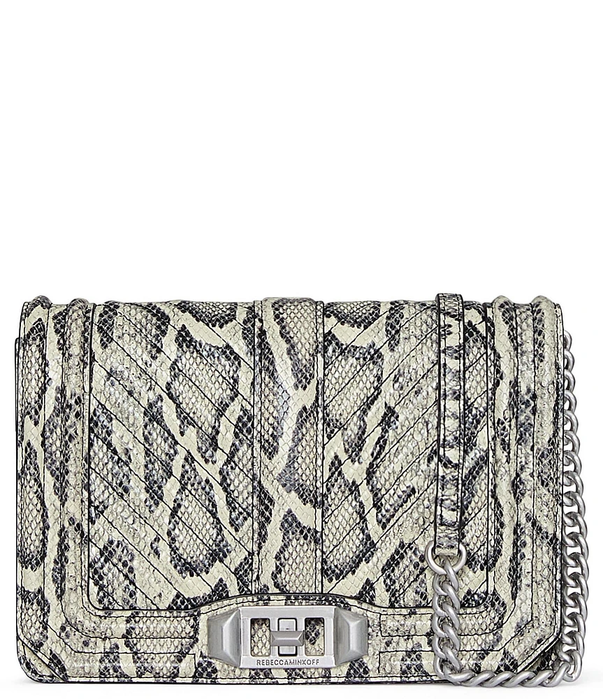 REBECCA MINKOFF Chevron Quilted Love Small Snake Crossbody
