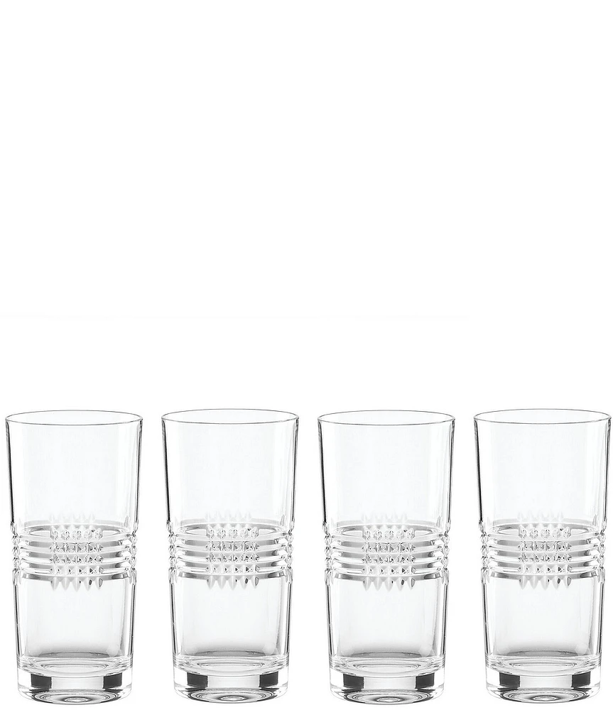 Reed & Barton Sloane Crystal Crosshatch Pattern Highball Glasses, Set of 4