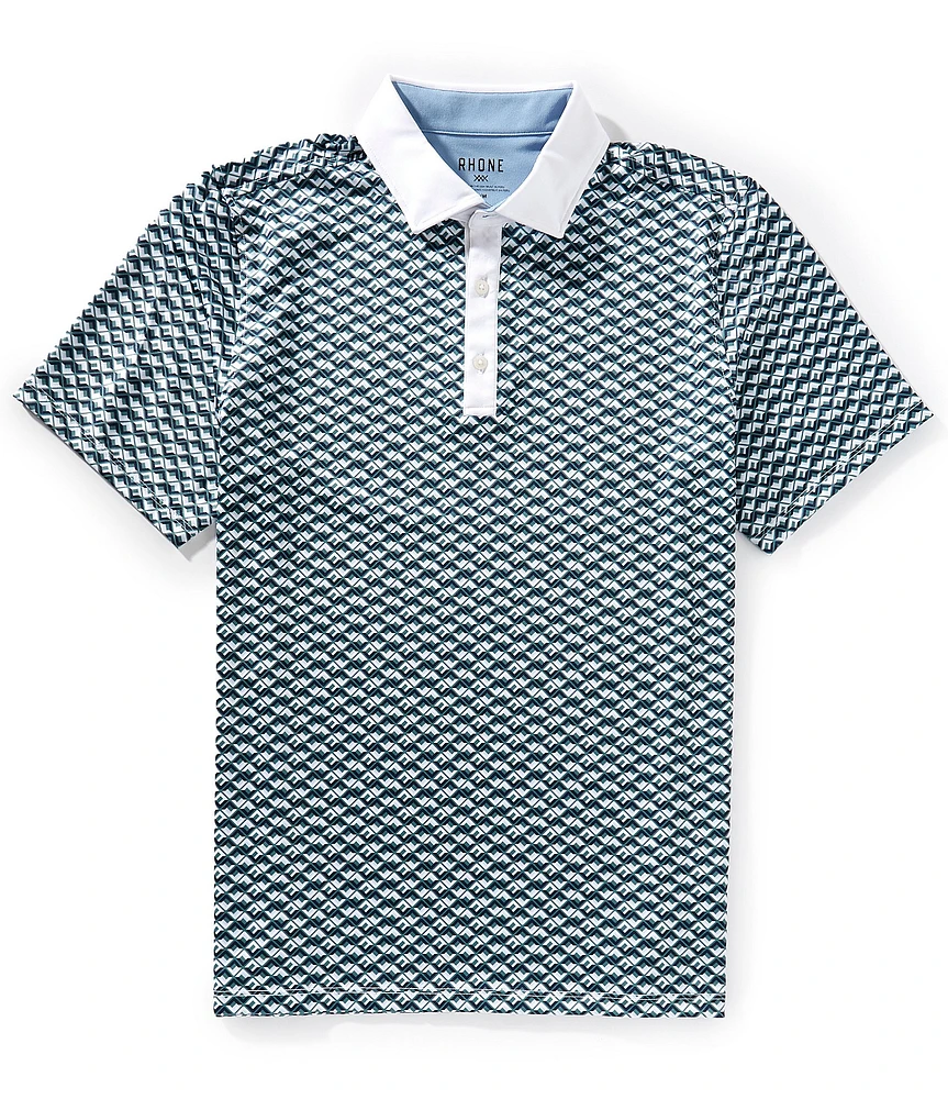 RHONE Performance Stretch Golf Sport Printed Short Sleeve Polo Shirt
