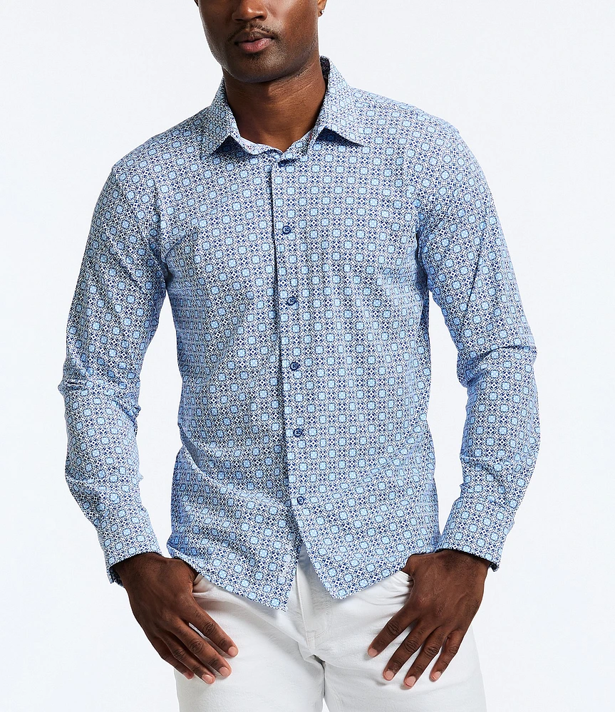 Robert Graham Caspian Stretch Knit Long Sleeve Woven Shirt
