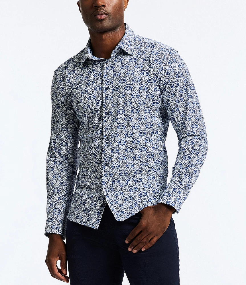 Robert Graham Comoros Stretch Knit Long Sleeve Woven Shirt