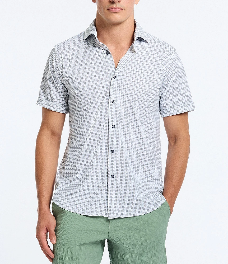 Robert Graham Copacabana Stretch Knit Short Sleeve Woven Shirt