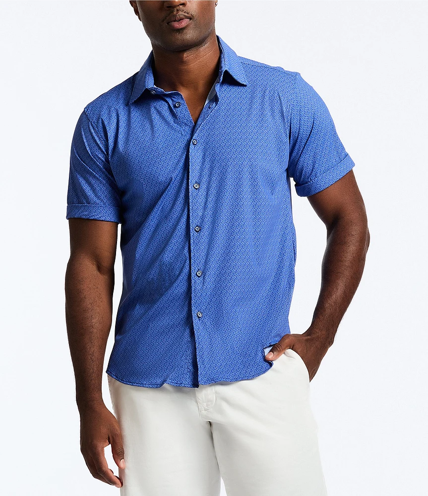 Robert Graham Pidmont Stretch Knit Short Sleeve Woven Shirt