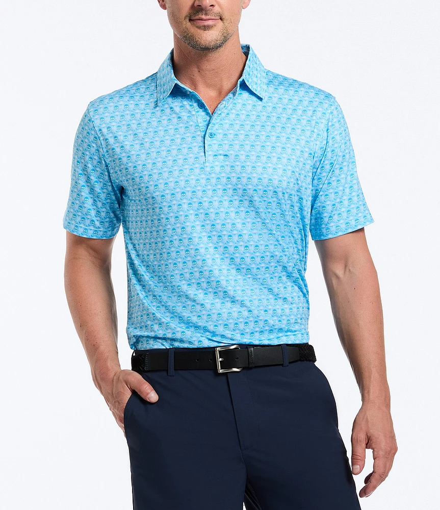 Robert Graham Skull Swing Performance Stretch Short Sleeve Polo Shirt