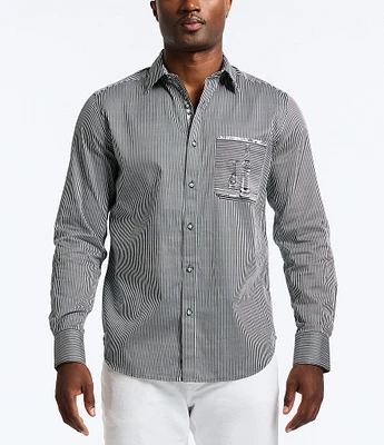 Robert Graham Striped Perspective Stretch Long Sleeve Woven Shirt