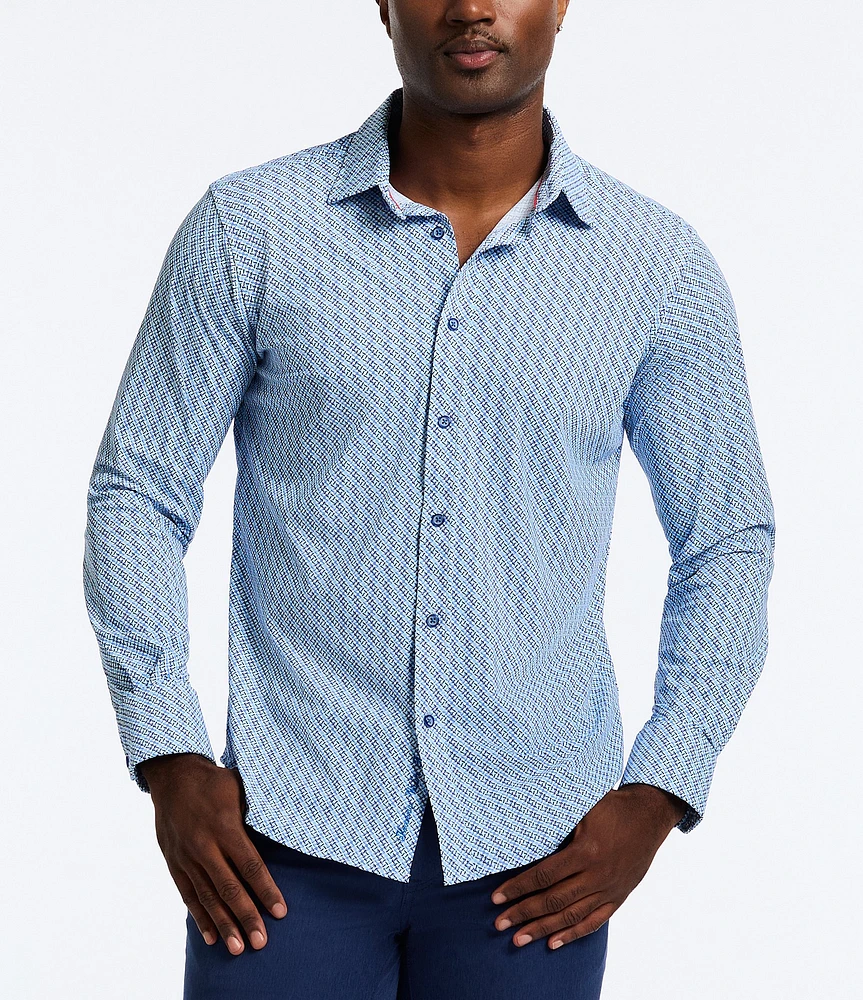 Robert Graham Wilshire Stretch Knit Long Sleeve Woven Shirt