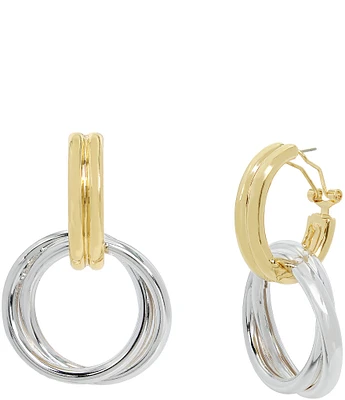 Robert Lee Morris Soho Ribbed Doorknocker Two-Tone Orbital Drop Earrings