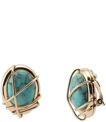 Robert Lee Morris Soho Turquoise Stone Button Clip Drop Earrings