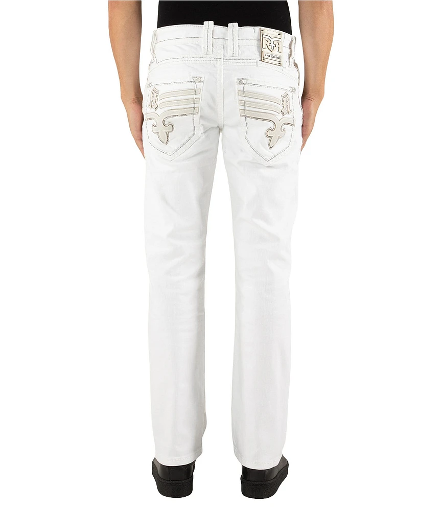 Rock Revival Justin Inverted-Fleur-De-Lis Pocketed Straight-Leg Jeans